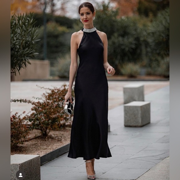 ZARA BLOGGERS FAV SLIP DRESS WITH BEADED COLLAR - Picture 3 of 10